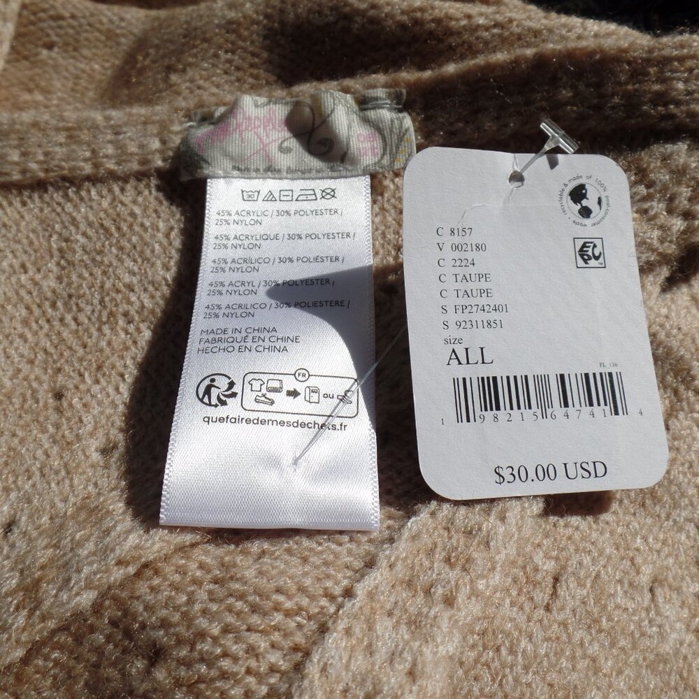 FREE PEOPLE Triangle Scarf Essential Taupe NWT - Picture 5 of 6